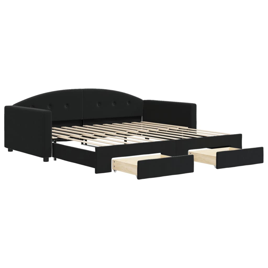 vidaXL Sofá-cama com gavetão e gavetas 100x200 cm veludo preto