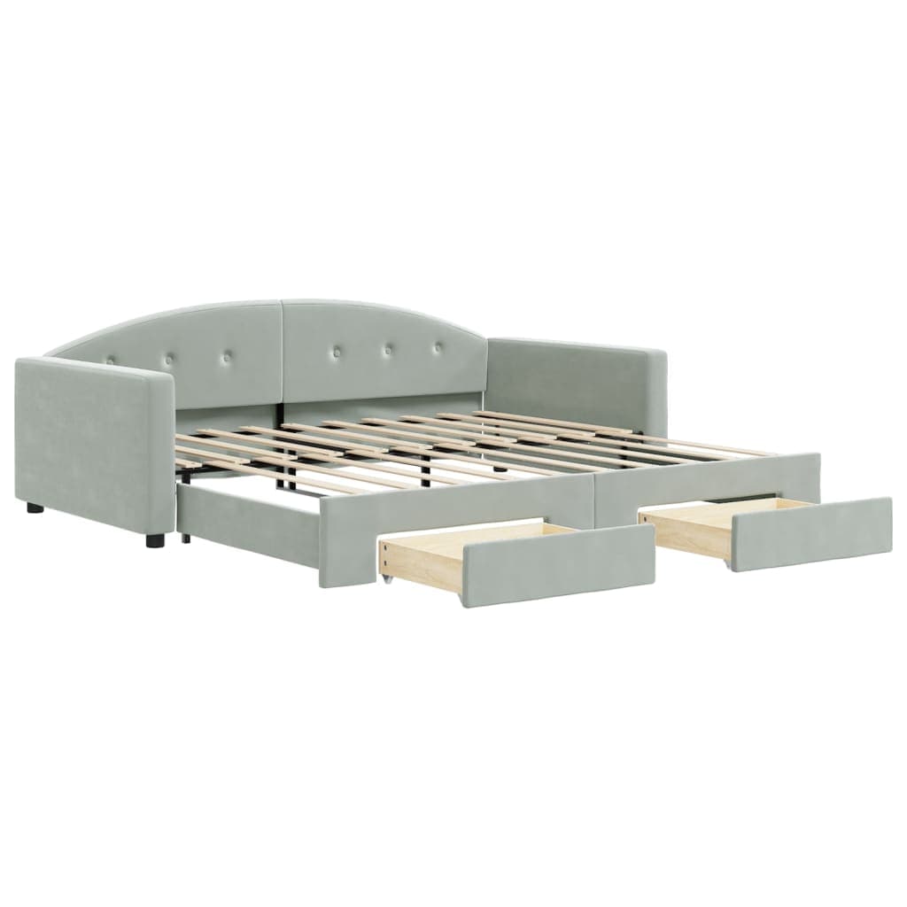 vidaXL Sofá-cama c/ gavetão e gavetas 90x190 cm veludo cinzento-claro