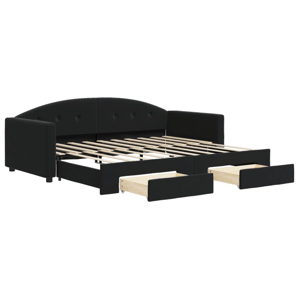 vidaXL Sofá-cama com gavetão e gavetas 90x190 cm veludo preto