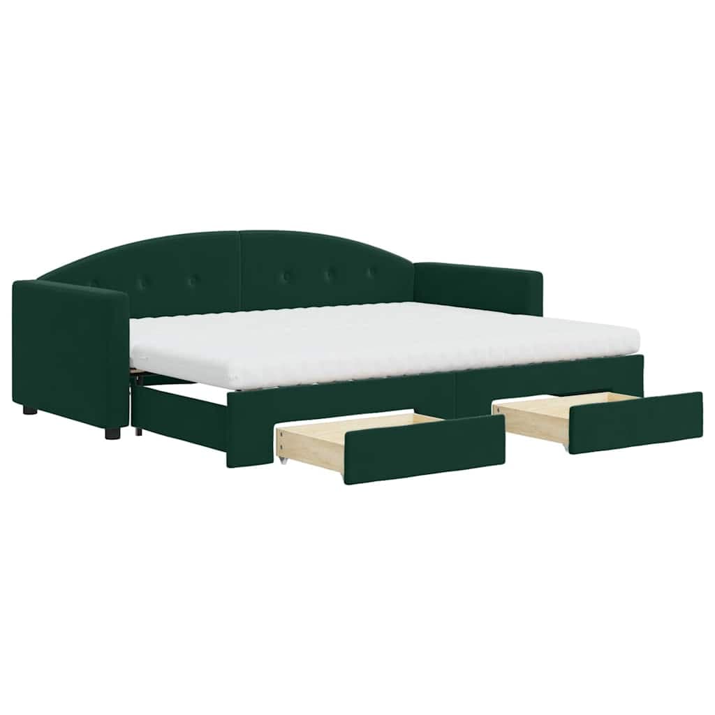 vidaXL Sofá-cama c/ gavetão e gavetas 80x200cm veludo verde-escuro