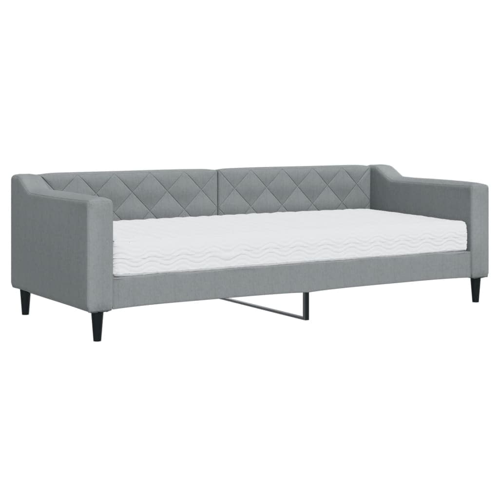 vidaXL Sofá-cama com colchão 80x200 cm tecido cinzento-claro