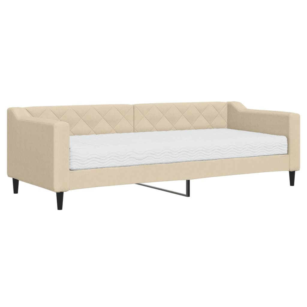vidaXL Sofá-cama com colchão 80x200 cm tecido cor creme
