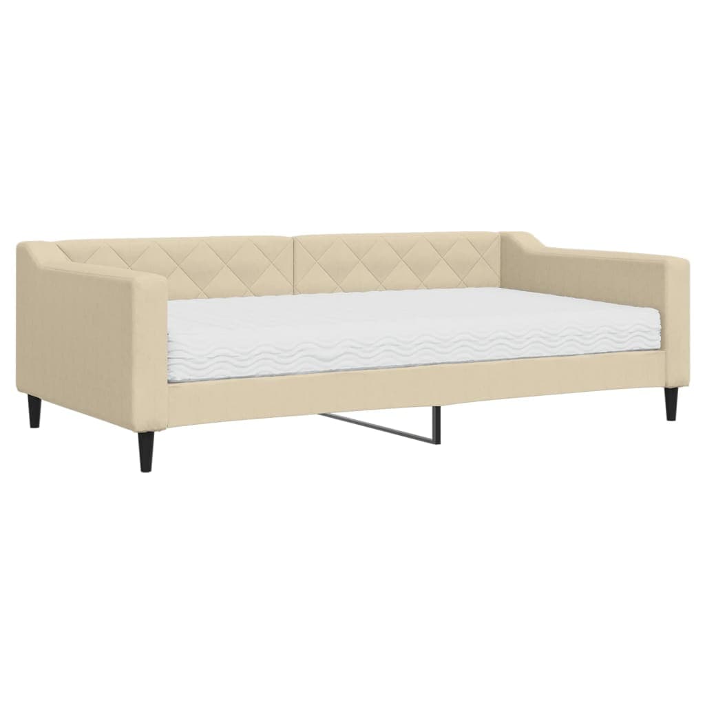 vidaXL Sofá-cama com colchão 100x200 cm tecido cor creme