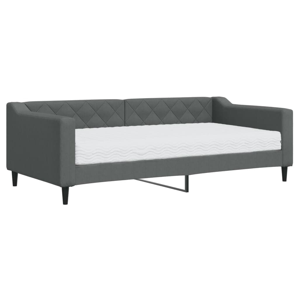 vidaXL Sofá-cama com colchão 90x190 cm tecido cinzento-escuro