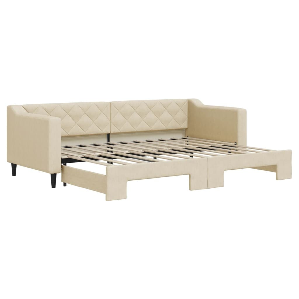 vidaXL Sofá-cama com gavetão 80x200 cm tecido cor creme