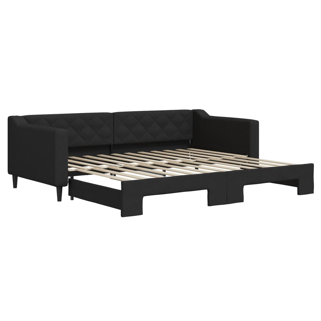 vidaXL Sofá-cama com gavetão 90x200 cm tecido preto