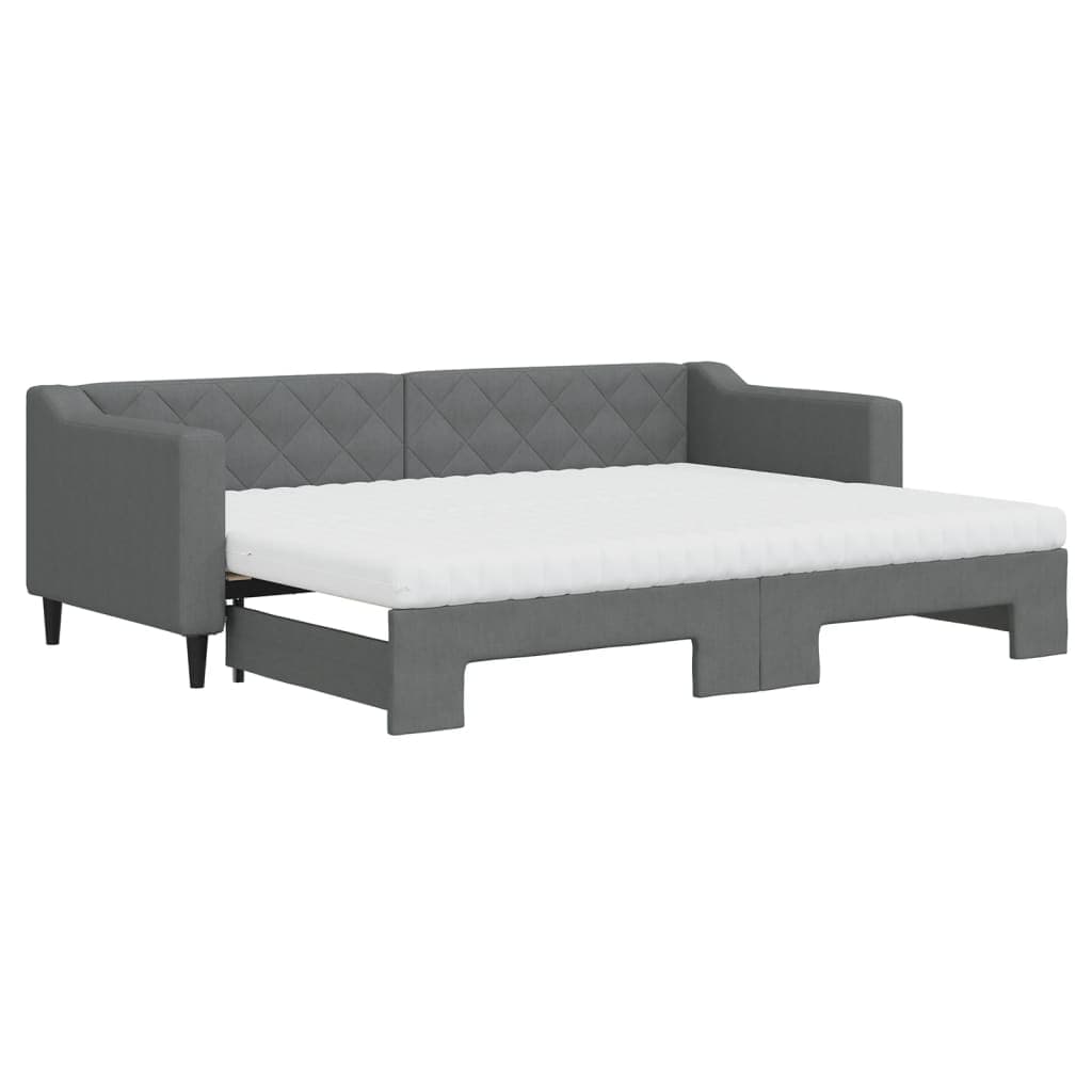 vidaXL Sofá-cama c/ gavetão e colchões 80x200cm tecido cinzento-escuro
