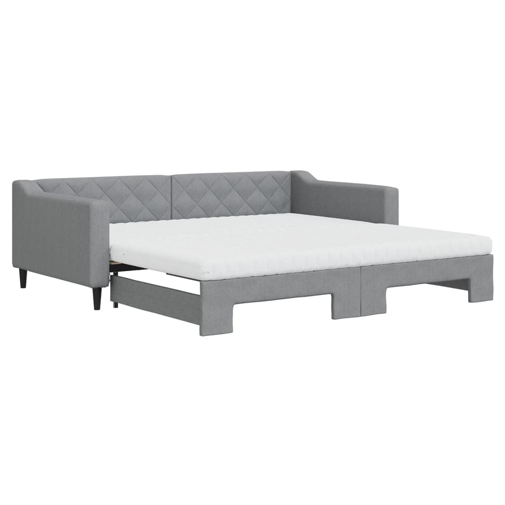 vidaXL Sofá-cama c/ gavetão e colchões 100x200cm tecido cinzento-claro