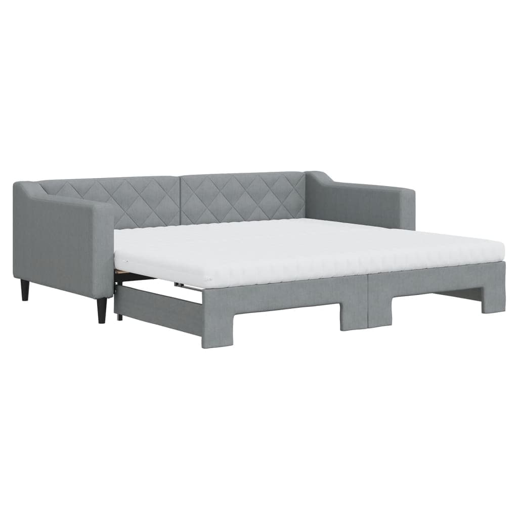 vidaXL Sofá-cama c/ gavetão e colchões 90x190 cm tecido cinzento-claro