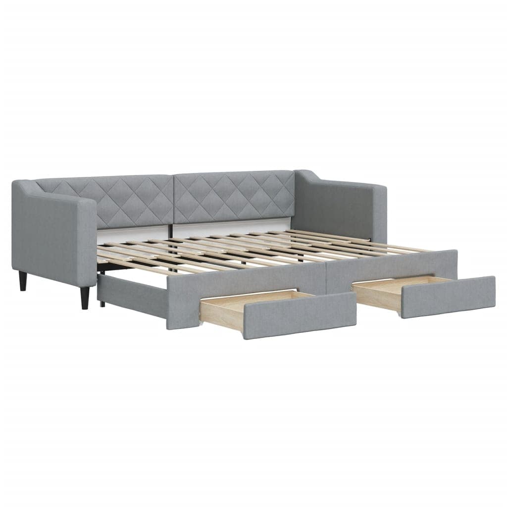 vidaXL Sofá-cama c/ gavetão e gavetas 80x200 cm tecido cinzento-claro
