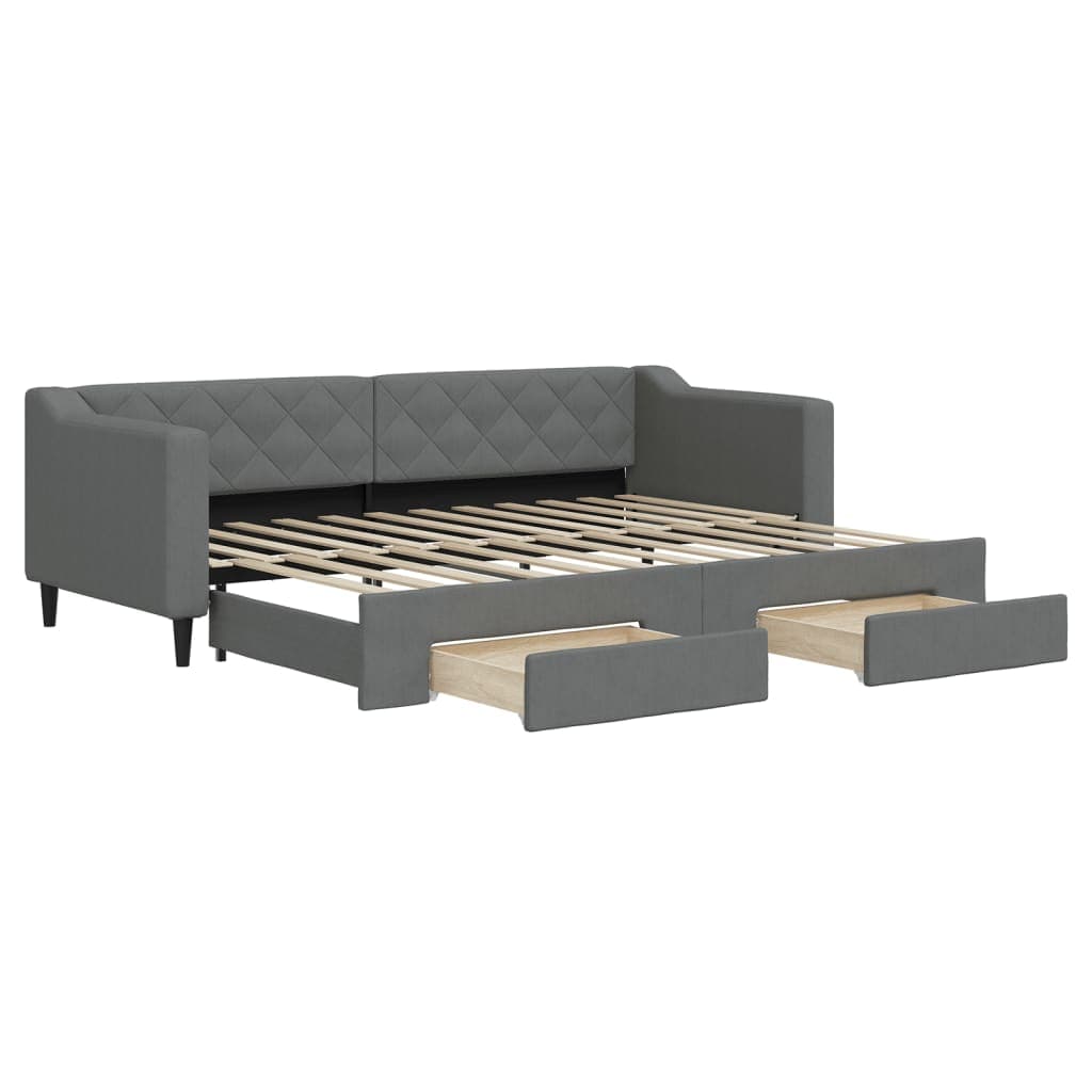 vidaXL Sofá-cama c/ gavetão e gavetas 80x200 cm tecido cinzento-escuro