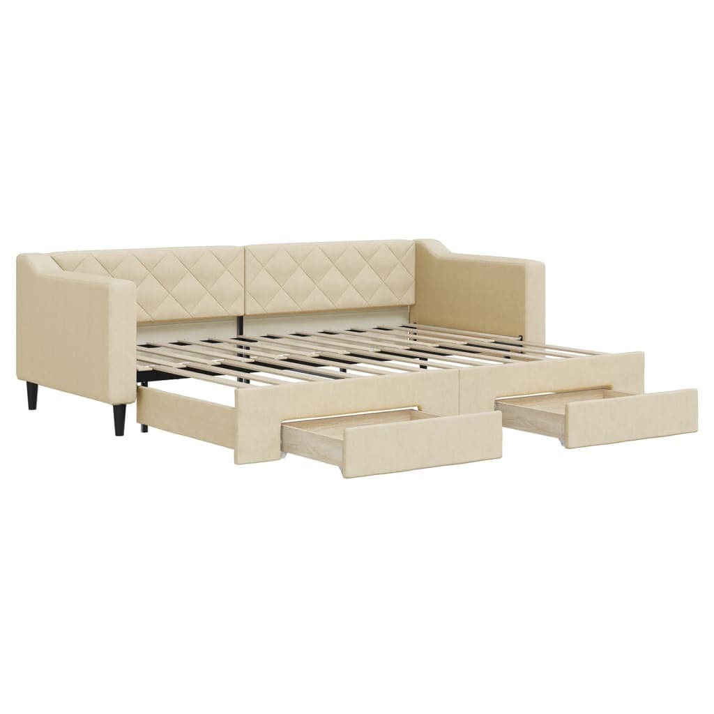 vidaXL Sofá-cama com Gavetão e Gavetas 80x200 cm Tecido Cor Creme - 782770235