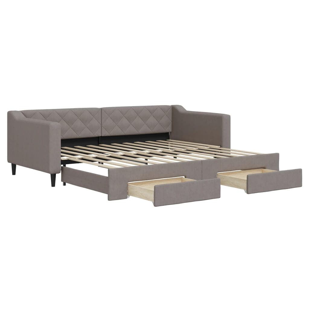 vidaXL Sofá-cama c/ gavetão/gavetas 90x200 cm tecido cinza-acastanhado