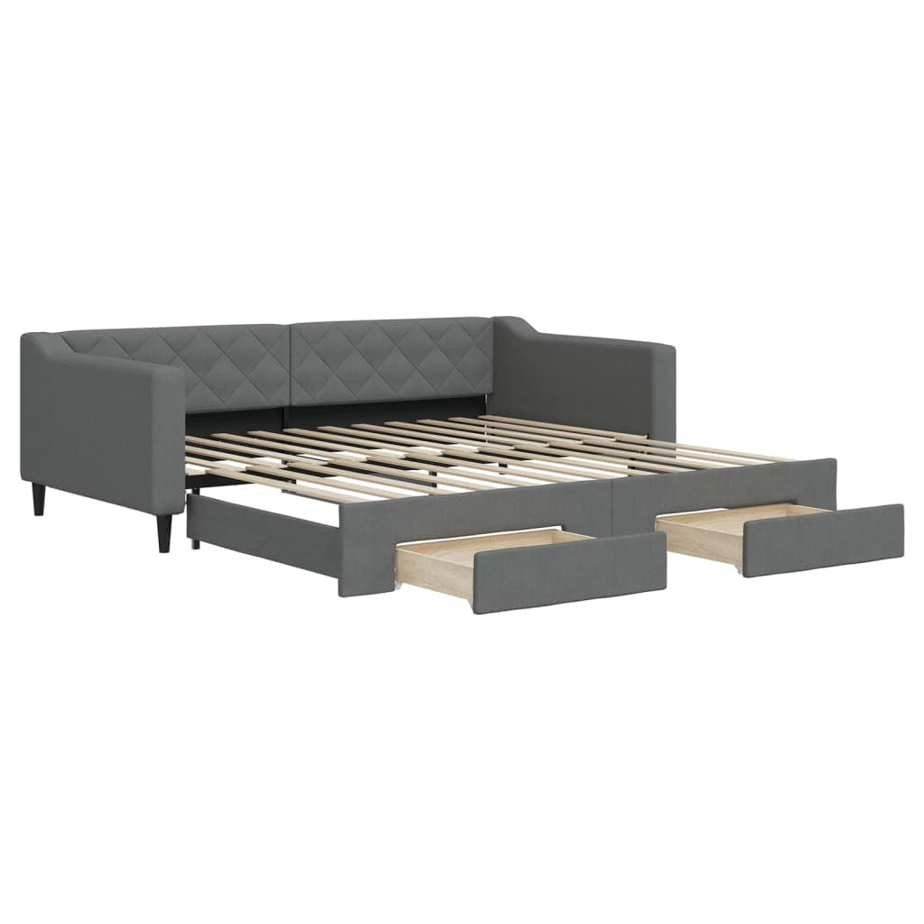 vidaXL Sofá-cama c/ gavetão/gavetas 100x200 cm tecido cinzento-escuro