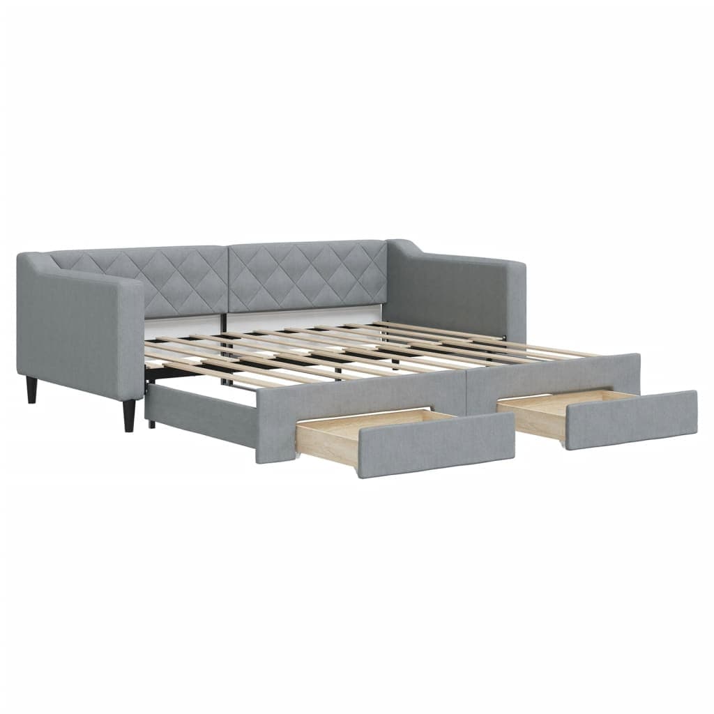 vidaXL Sofá-cama c/ gavetão e gavetas 90x190 cm tecido cinzento-claro