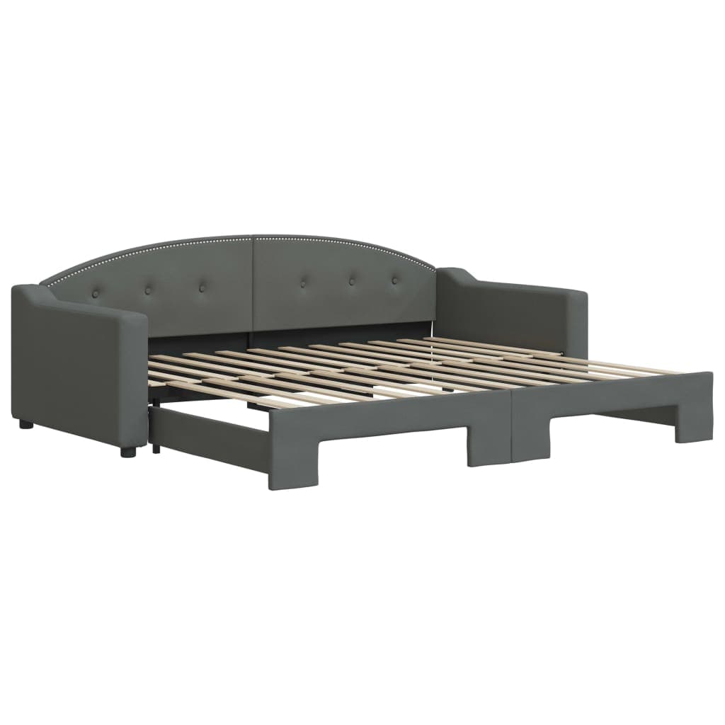 vidaXL Sofá-cama com gavetão 90x200 cm tecido cinzento-escuro