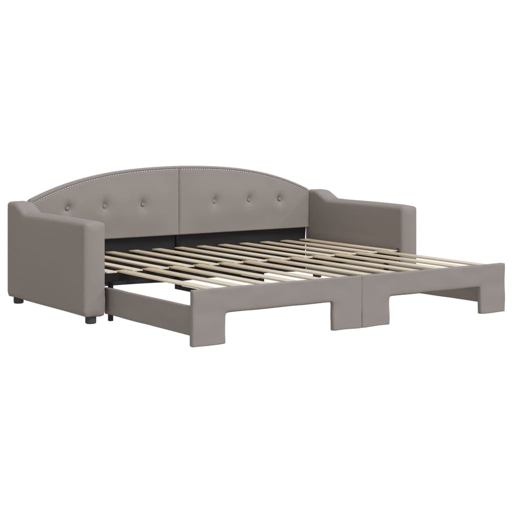 vidaXL Sofá-cama com gavetão 90x200 cm tecido cinzento-acastanhado