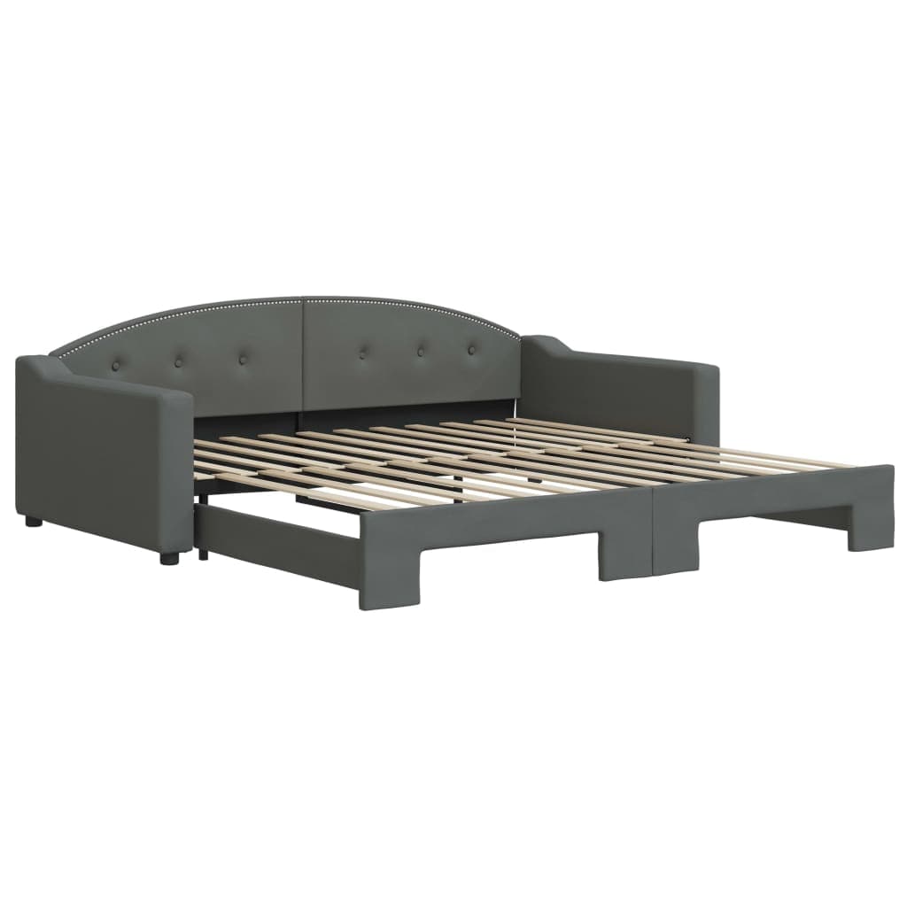 vidaXL Sofá-cama com gavetão 100x200 cm tecido cinzento-escuro