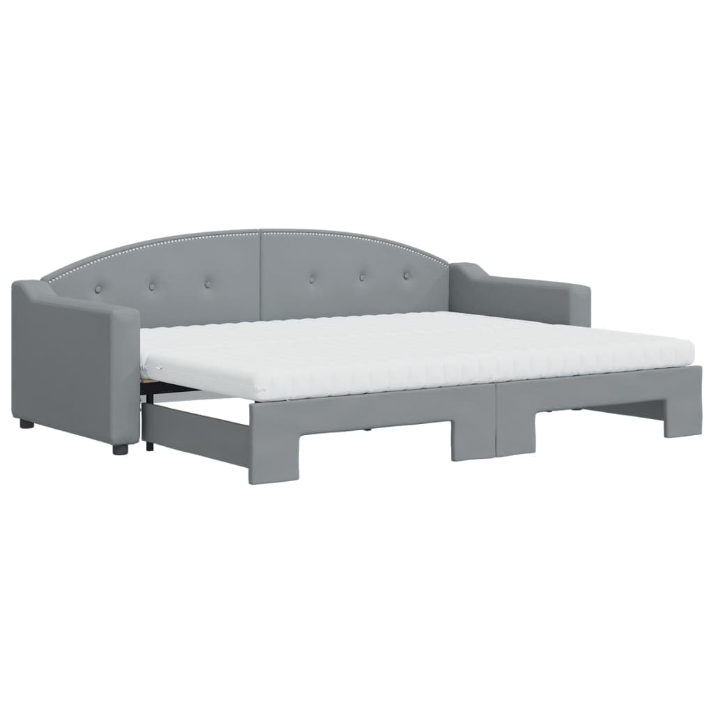 vidaXL Sofá-cama c/ gavetão e colchões 80x200 cm tecido cinzento-claro