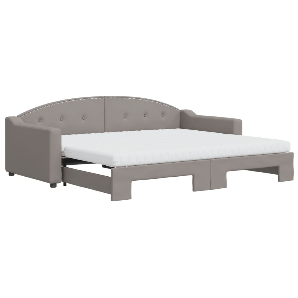 vidaXL Sofá-cama c/ gavetão/colchões 90x200cm tecido cinza-acastanhado