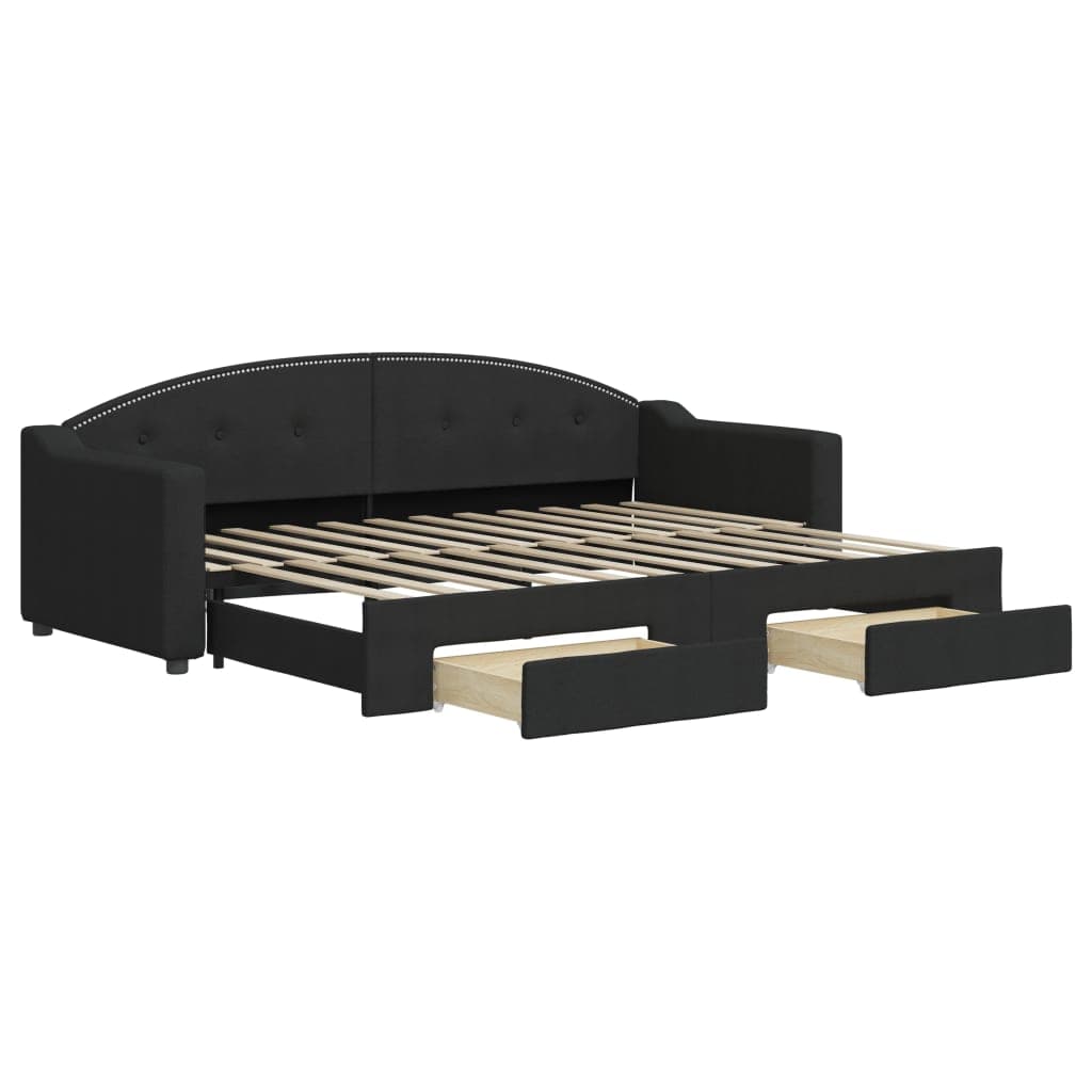 vidaXL Sofá-cama com gavetão e gavetas 80x200 cm tecido preto
