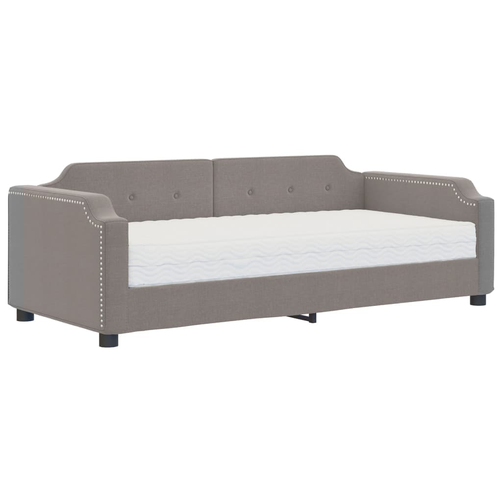 vidaXL Sofá-cama com colchão 80x200 cm tecido cinzento-acastanhado
