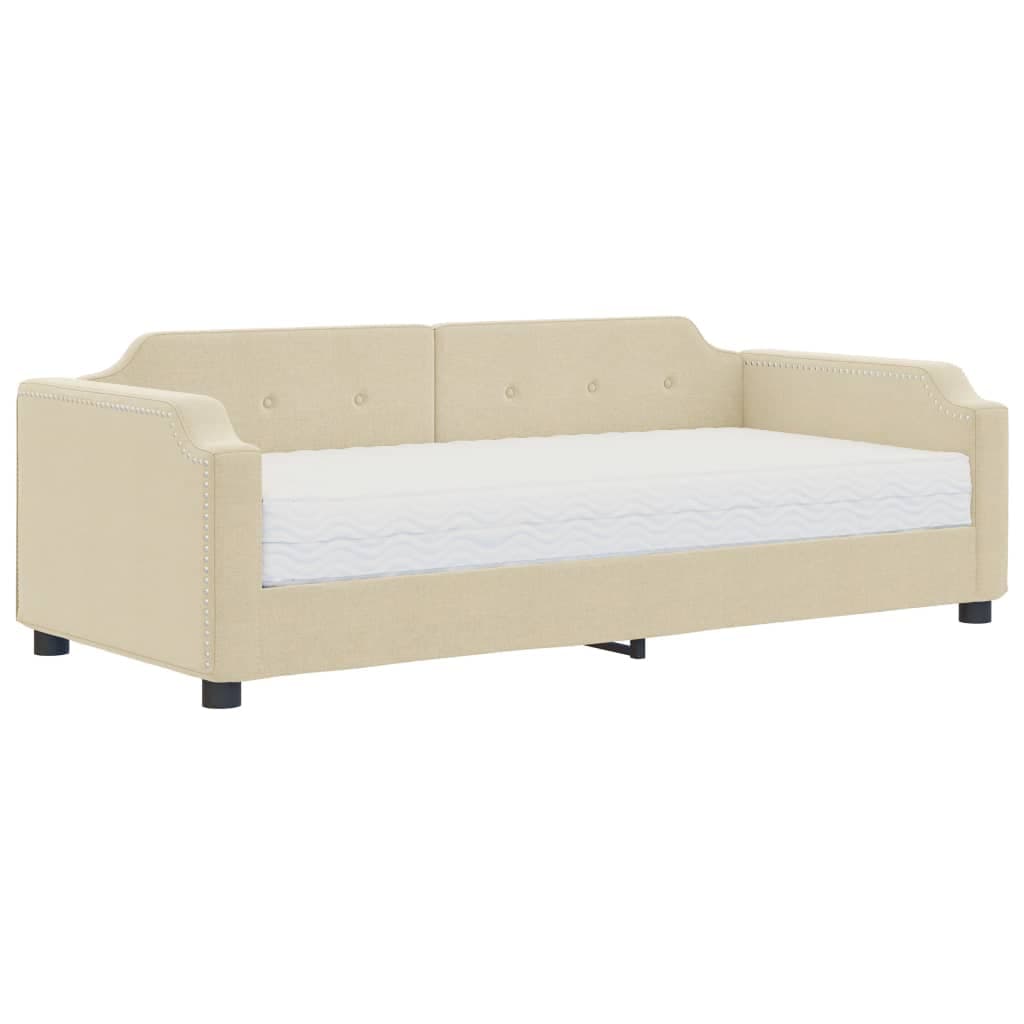 vidaXL Sofá-cama com colchão 80x200 cm tecido cor creme