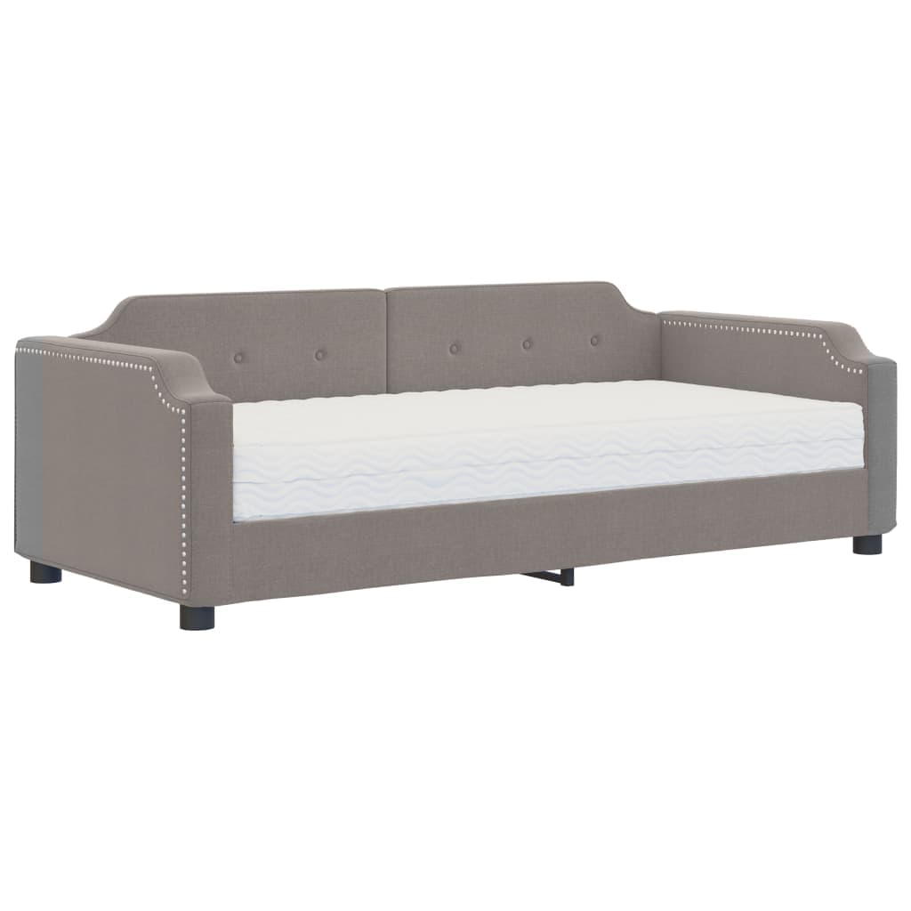 vidaXL Sofá-cama com colchão 100x200 cm tecido cinzento-acastanhado