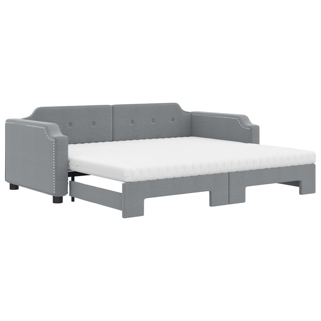 vidaXL Sofá-cama c/ gavetão e colchões 80x200 cm tecido cinzento-claro
