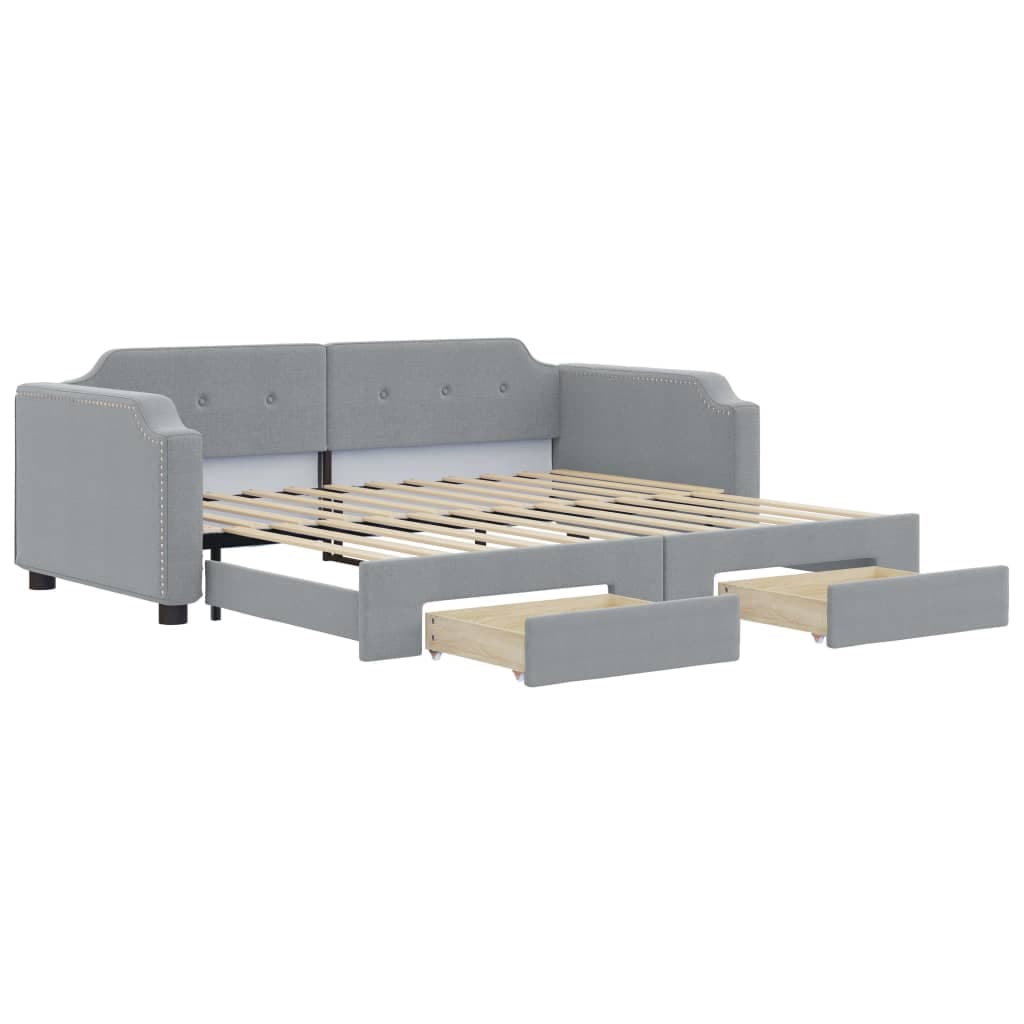 vidaXL Sofá-cama c/ gavetão e gavetas 80x200 cm tecido cinzento-claro