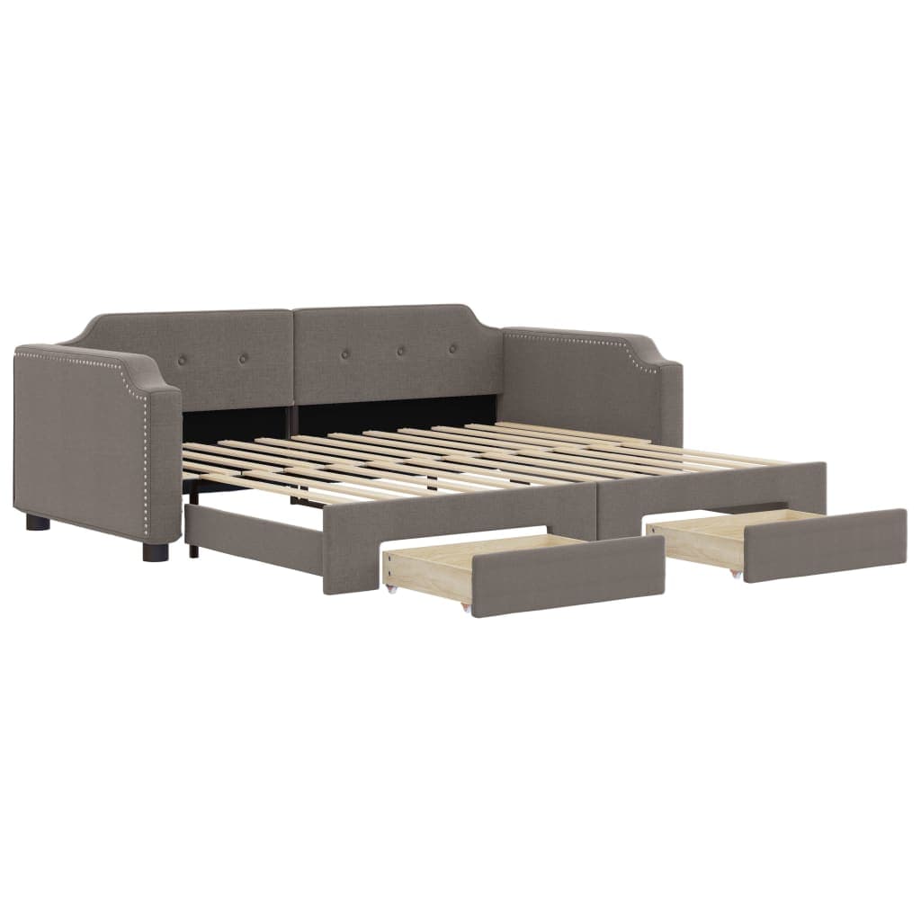 vidaXL Sofá-cama c/ gavetão/gavetas 90x200 cm tecido cinza-acastanhado