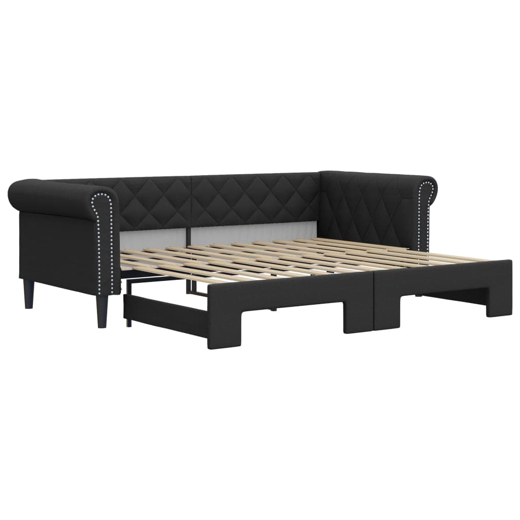 vidaXL Sofá-cama com gavetão 90x200 cm couro artificial preto