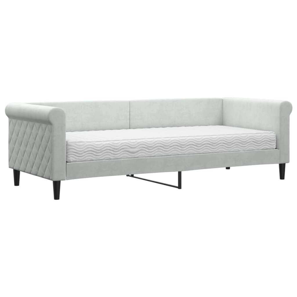 vidaXL Sofá-cama com colchão 80x200 cm veludo cinzento-claro