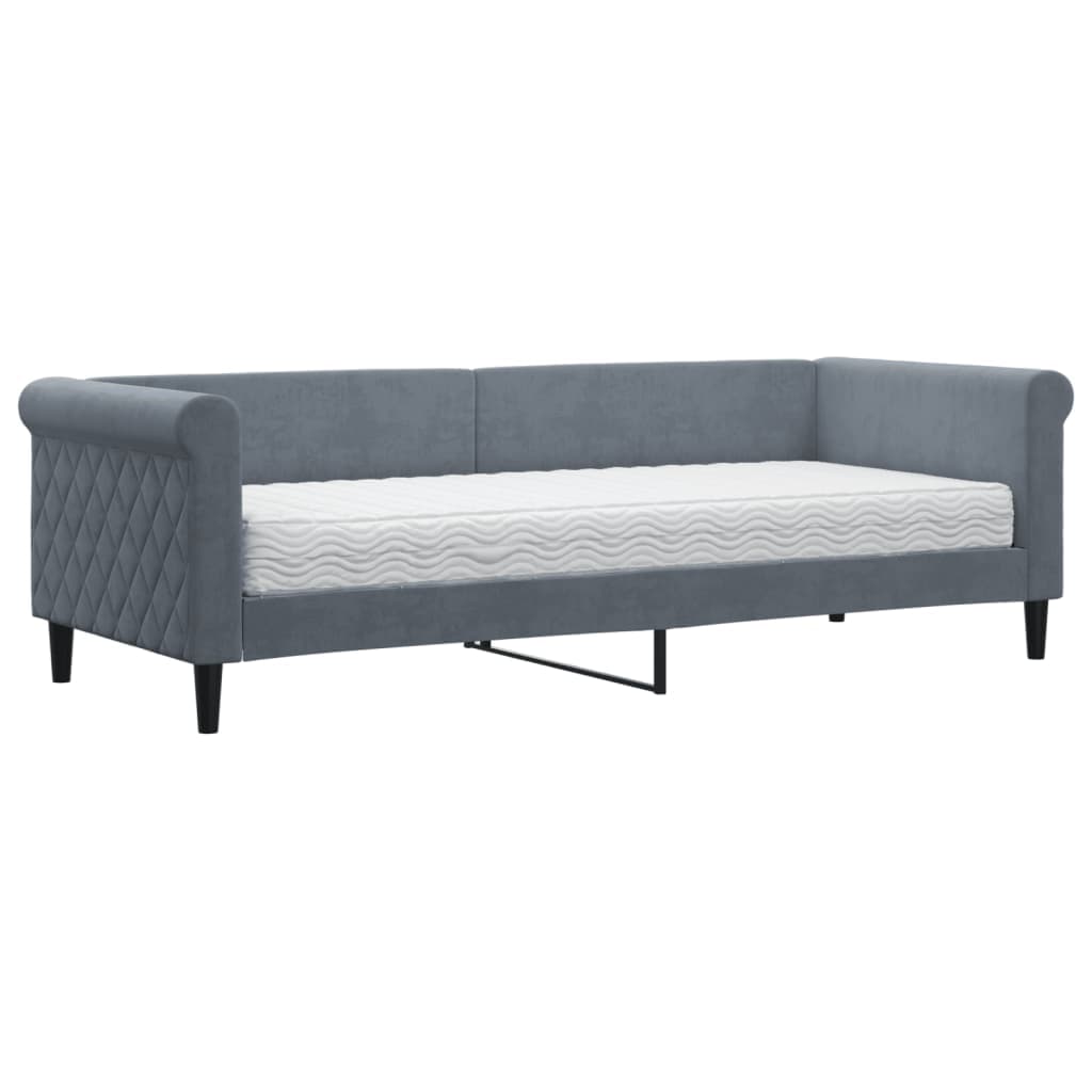 vidaXL Sofá-cama com colchão 80x200 cm veludo cinzento-escuro