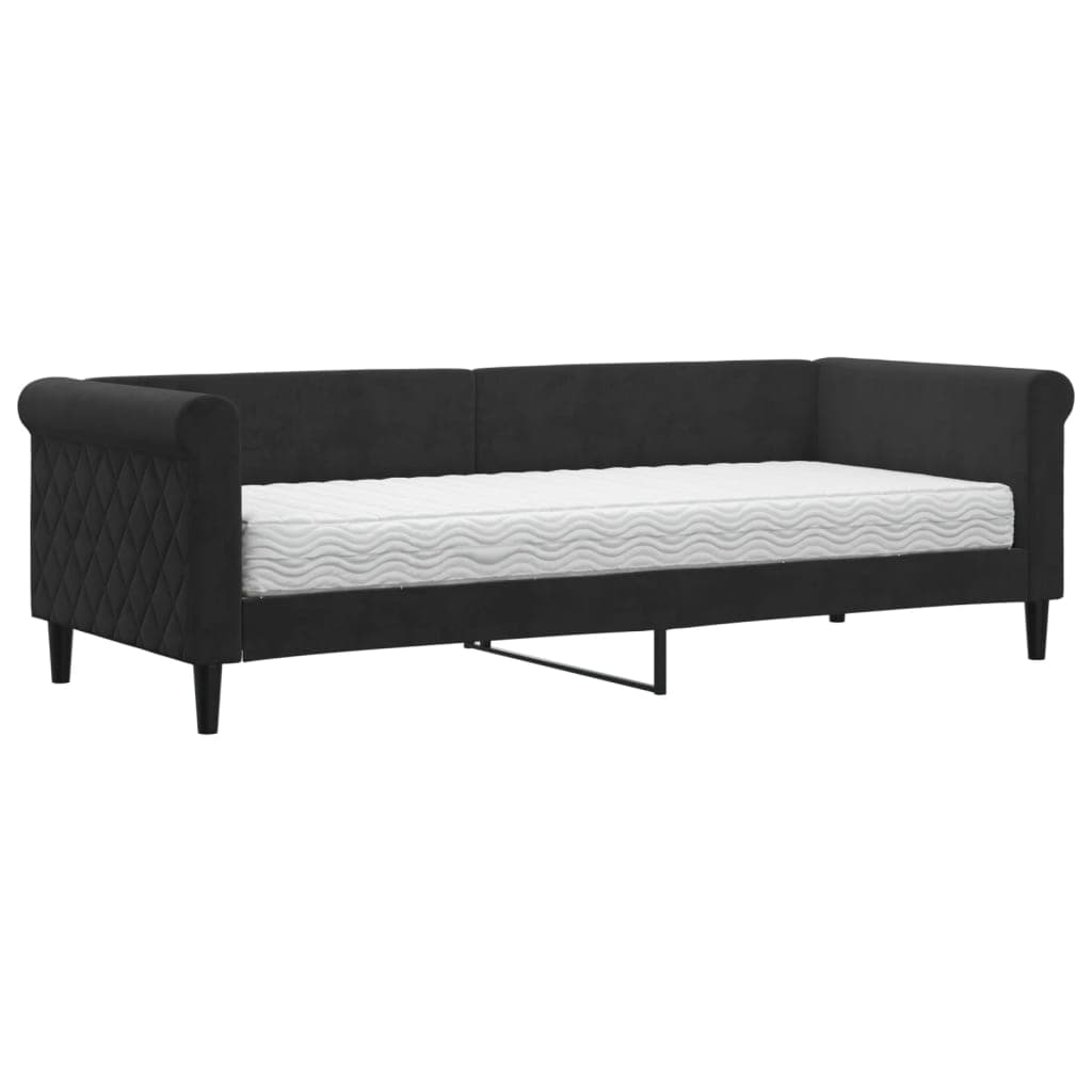 vidaXL Sofá-cama com colchão 80x200 cm veludo preto
