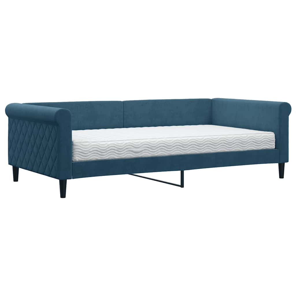 vidaXL Sofá-cama com colchão 100x200 cm veludo azul