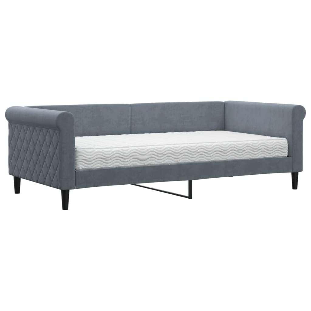 vidaXL Sofá-cama com colchão 90x190 cm veludo cinzento-escuro