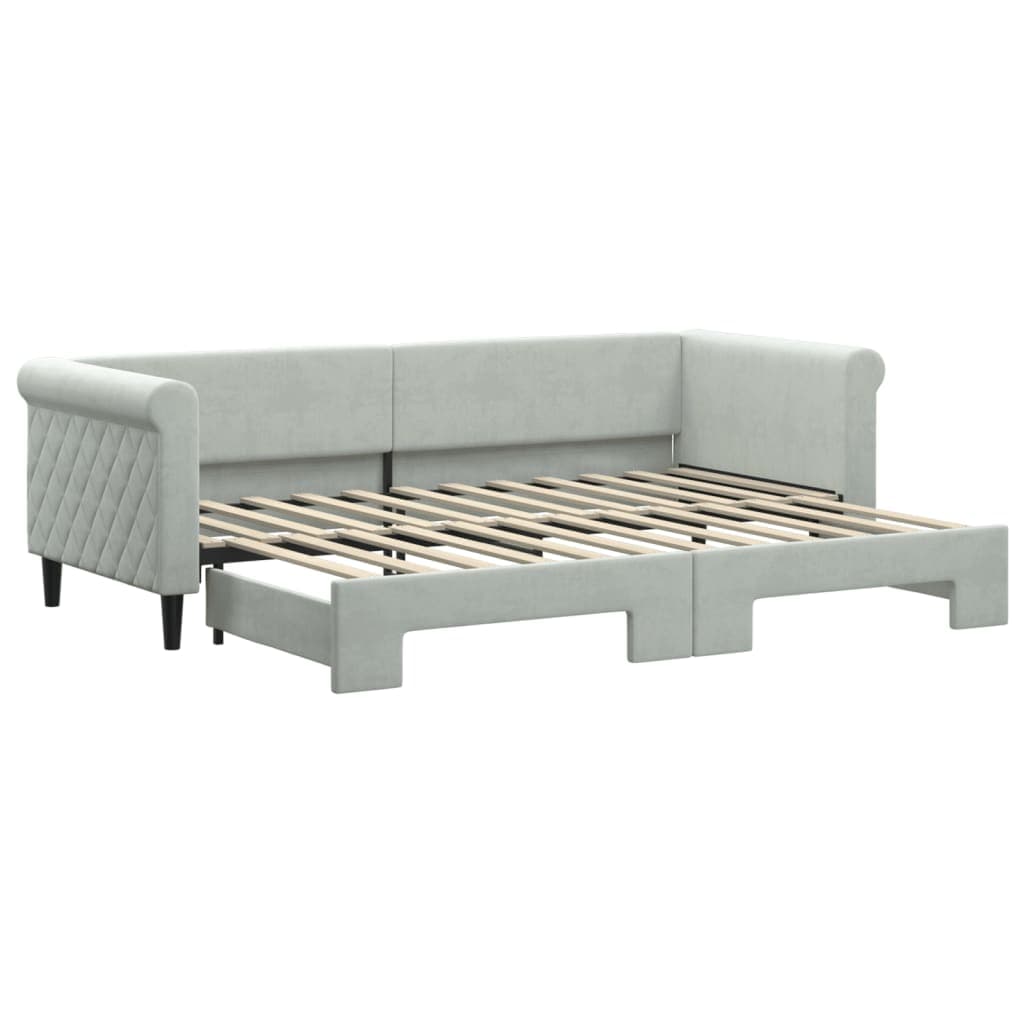 vidaXL Sofá-cama com gavetão 80x200 cm veludo cinzento-claro