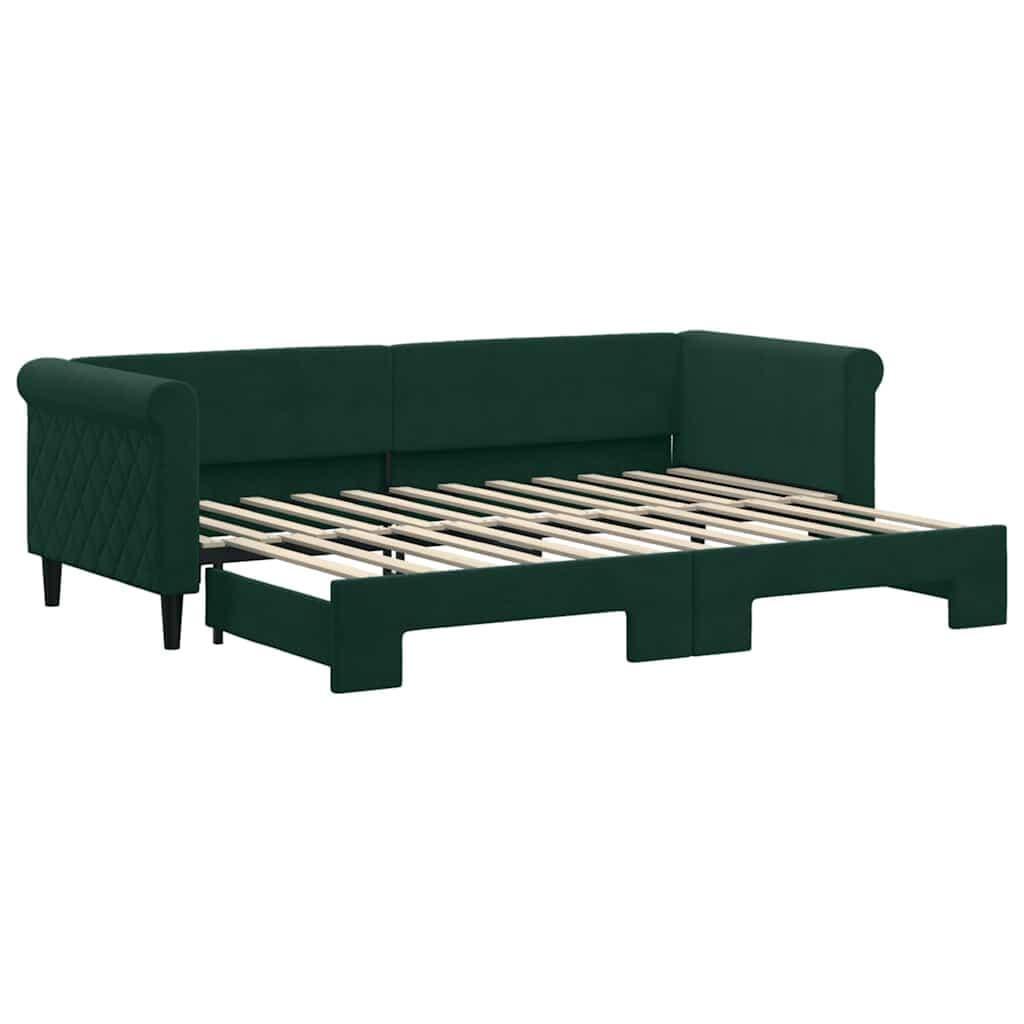 vidaXL Sofá-cama com gavetão 80x200 cm veludo verde-escuro