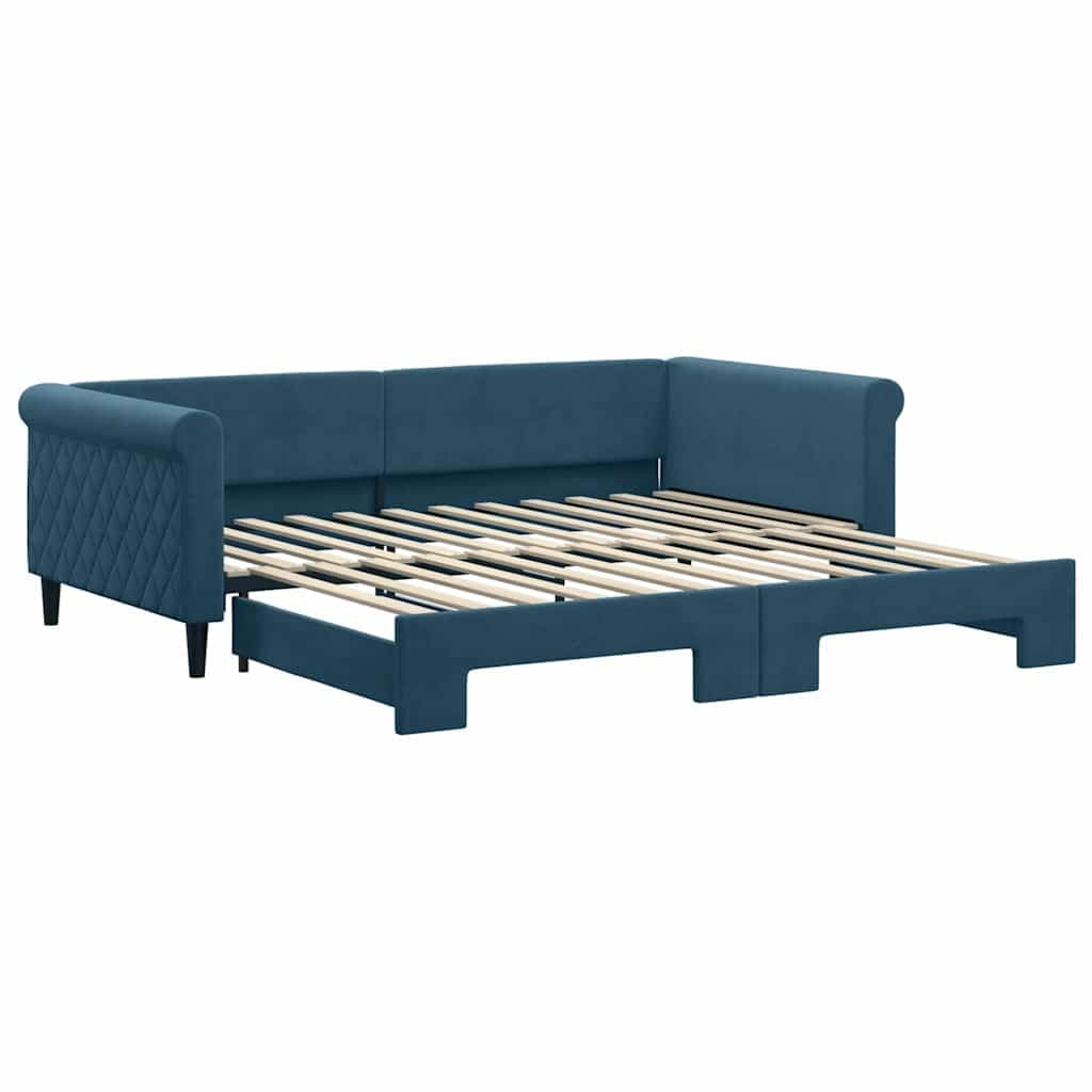 vidaXL Sofá-cama com gavetão 100x200 cm veludo azul