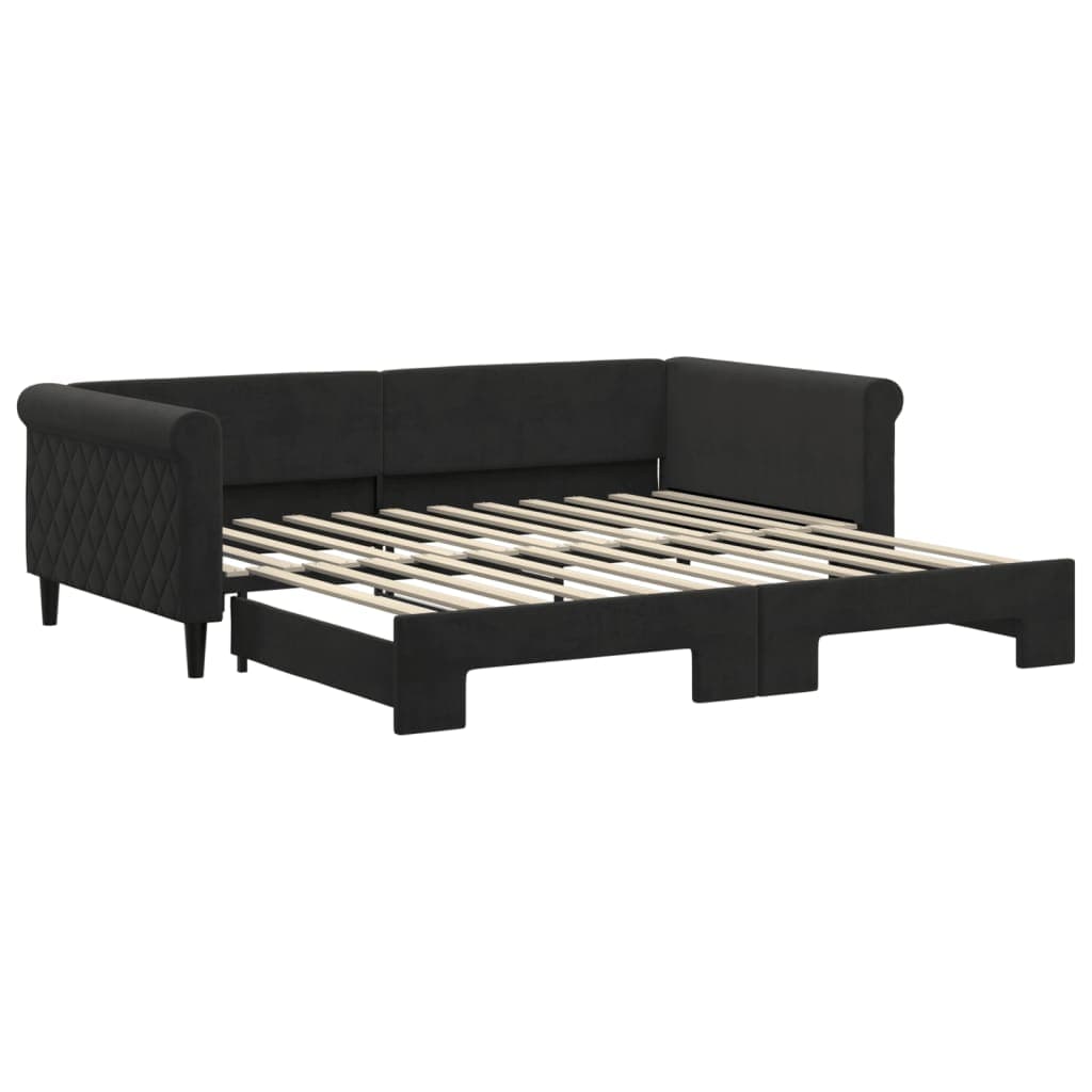 vidaXL Sofá-cama com gavetão 100x200 cm veludo preto