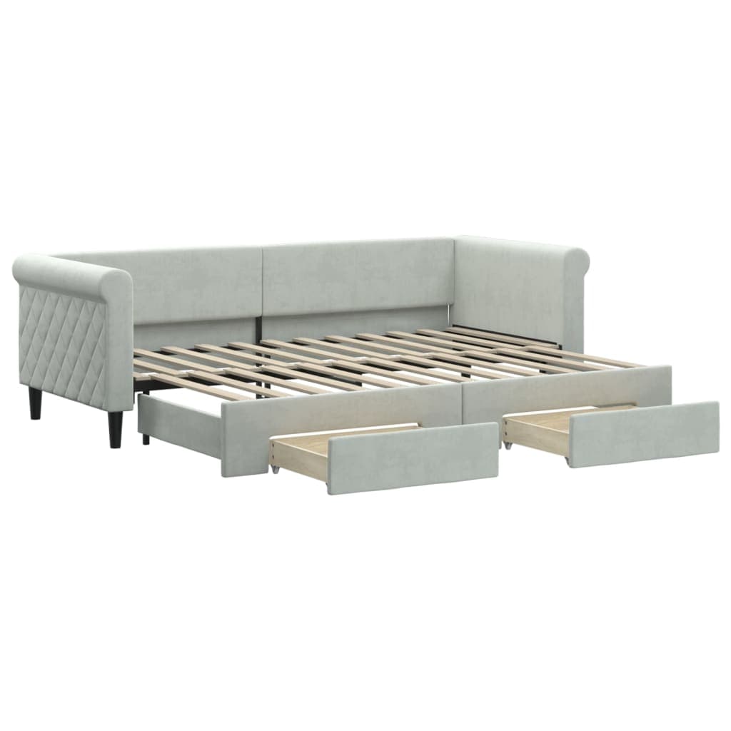 vidaXL Sofá-cama com Gavetão e Gavetas 80x200 cm Veludo Cinzento-claro - 4059700770