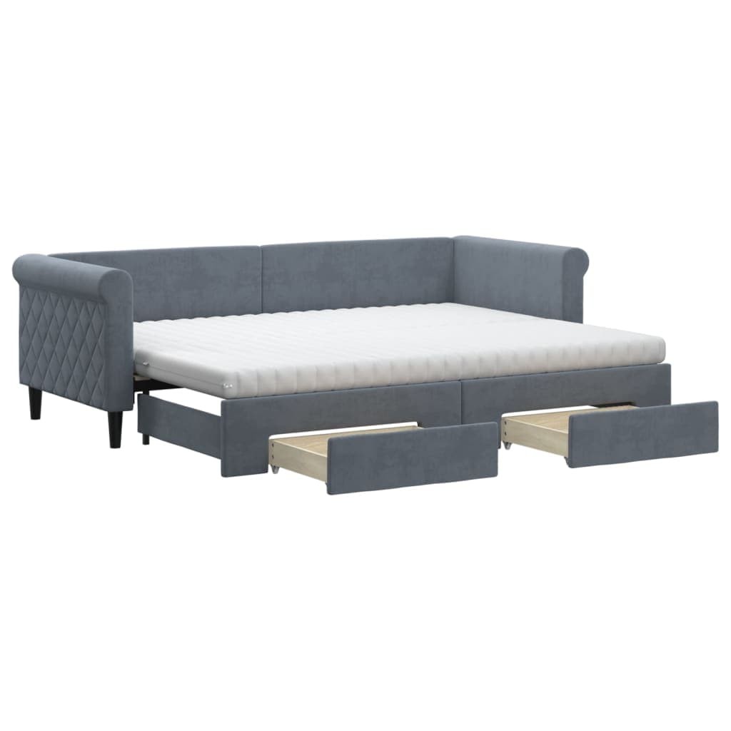 vidaXL Sofá-cama c/ gavetão e gavetas 80x200 cm veludo cinzento-escuro
