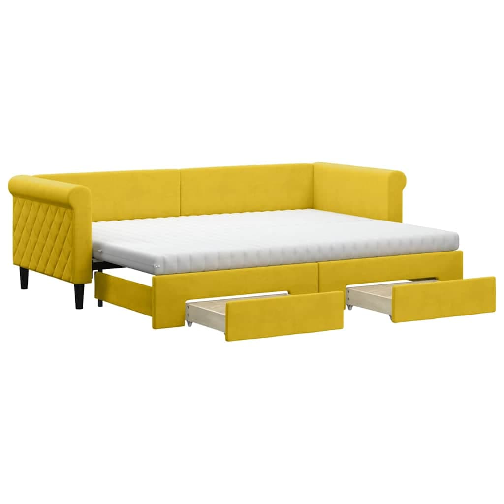 vidaXL Sofá-cama com gavetão e gavetas 80x200 cm veludo amarelo