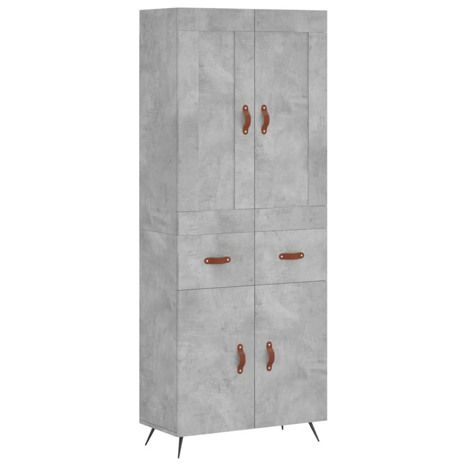 vidaXL Armário alto 69,5x34x180 cm derivados de madeira cinza cimento