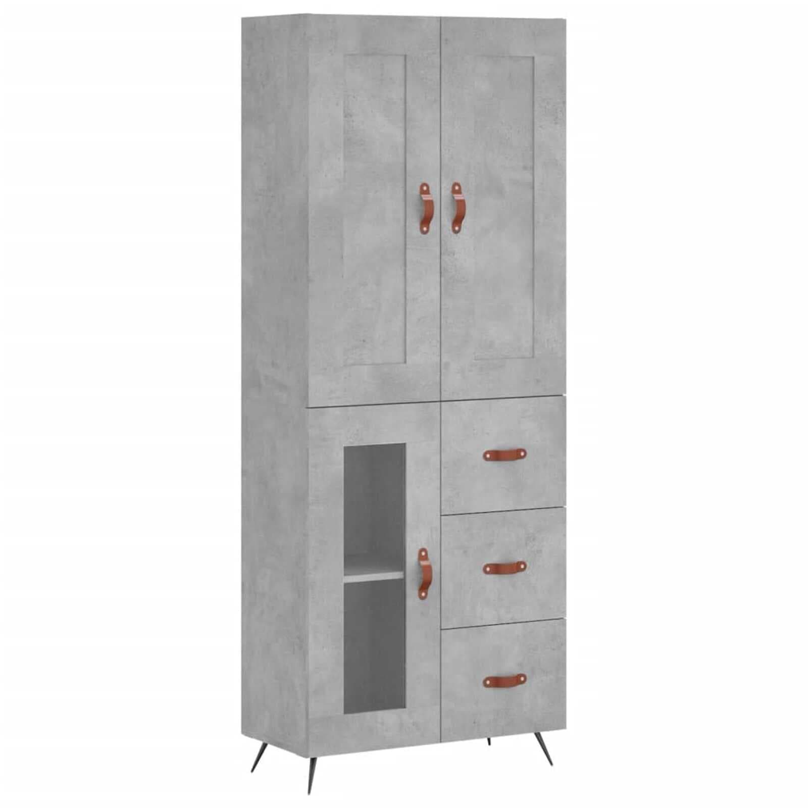 vidaXL Armário alto 69,5x34x180 cm derivados de madeira cinza cimento