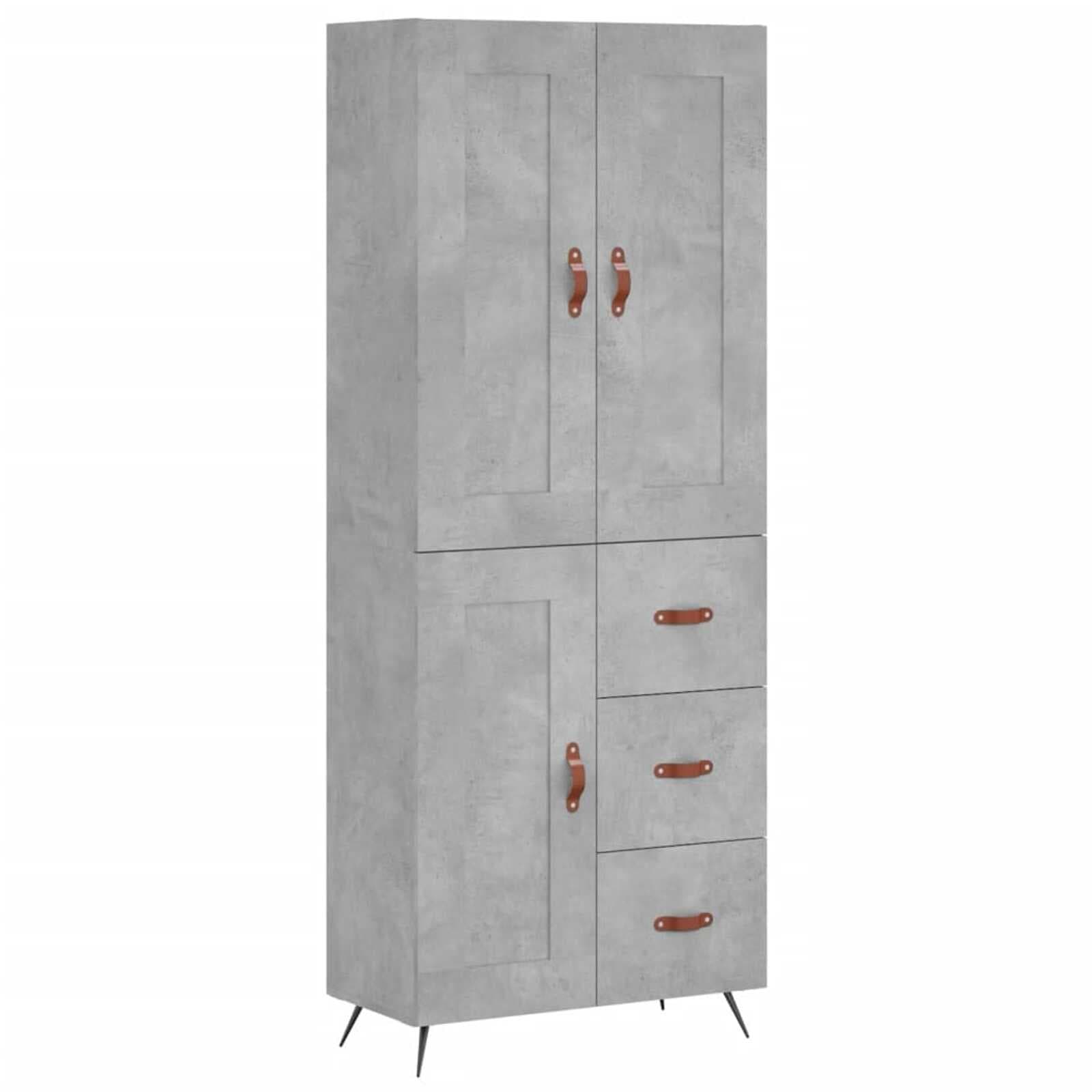 vidaXL Armário alto 69,5x34x180 cm derivados de madeira cinza cimento
