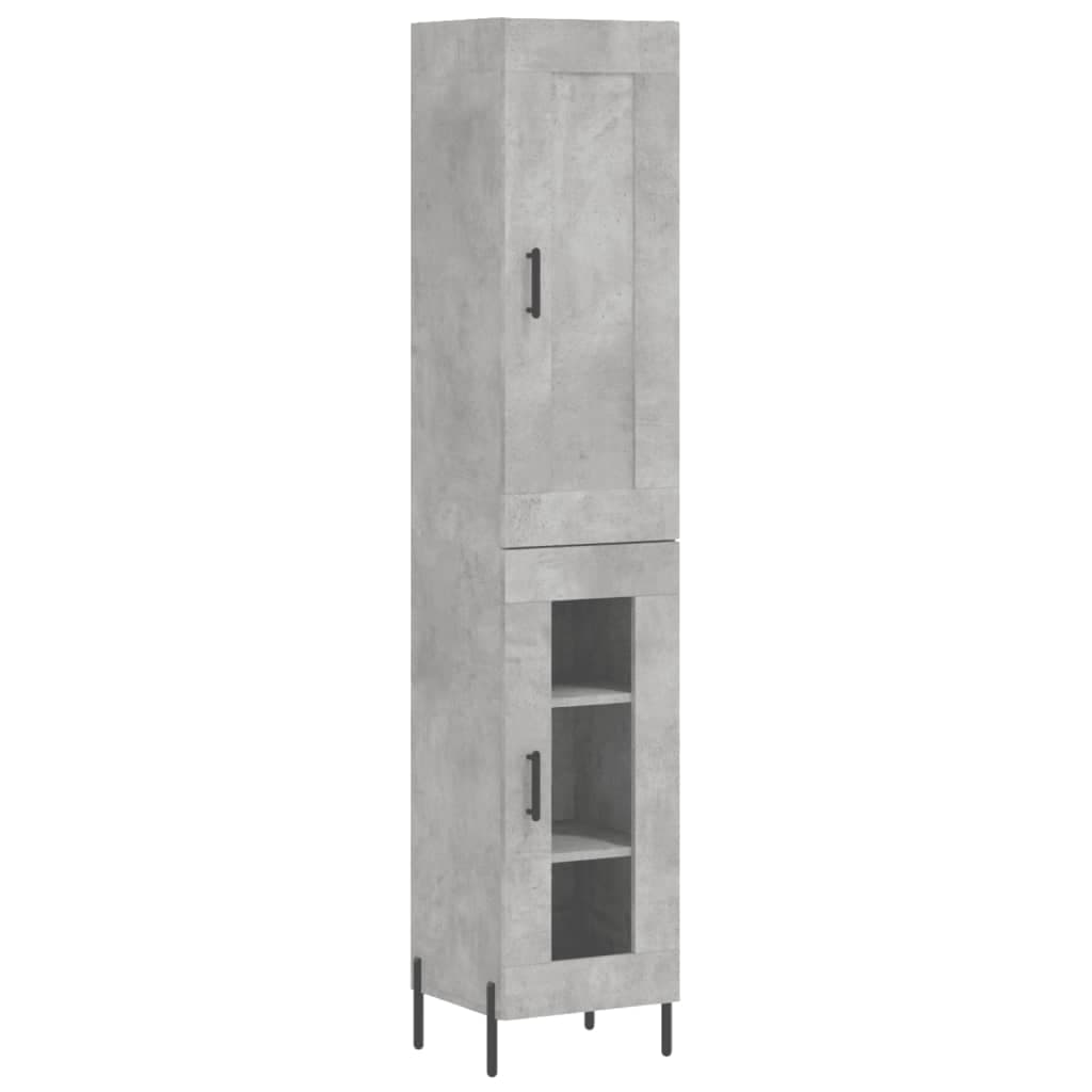 vidaXL Armário Alto 34,5x34x180 cm Madeira Processada Cinza Cimento - 1397729058