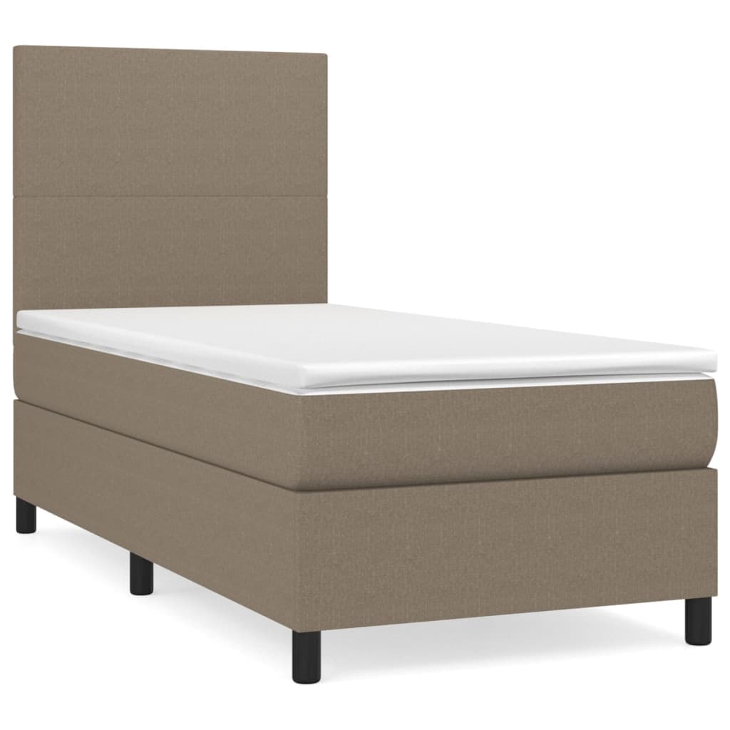 vidaXL Cama com molas/colchão 90x200 cm tecido castanho-acinzentado