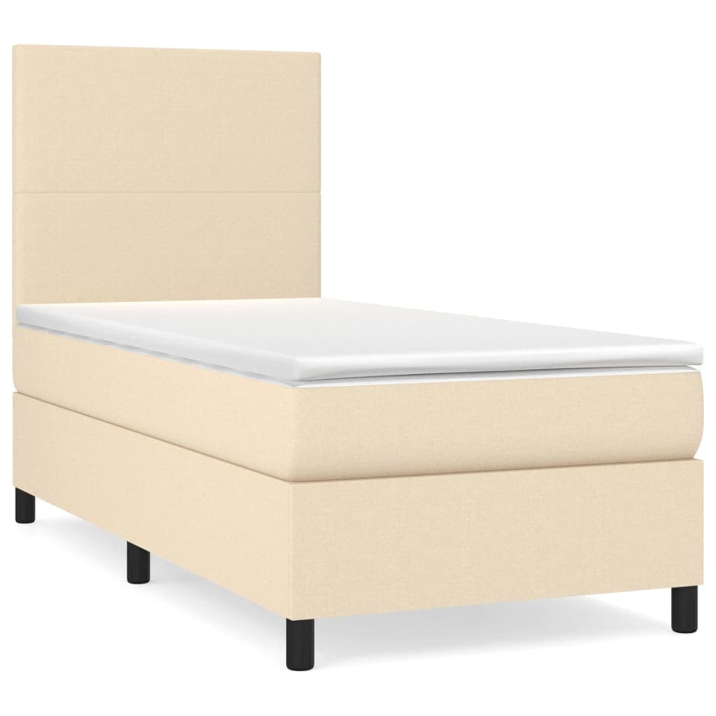 vidaXL Cama com molas/colchão 100x200 cm tecido cor creme